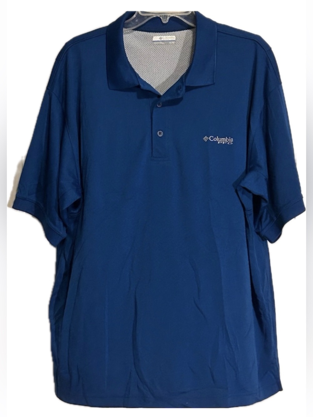 Columbia Men's Polo Omni-Shade Sun Protection PFG Fishing Gear Blue Size XL